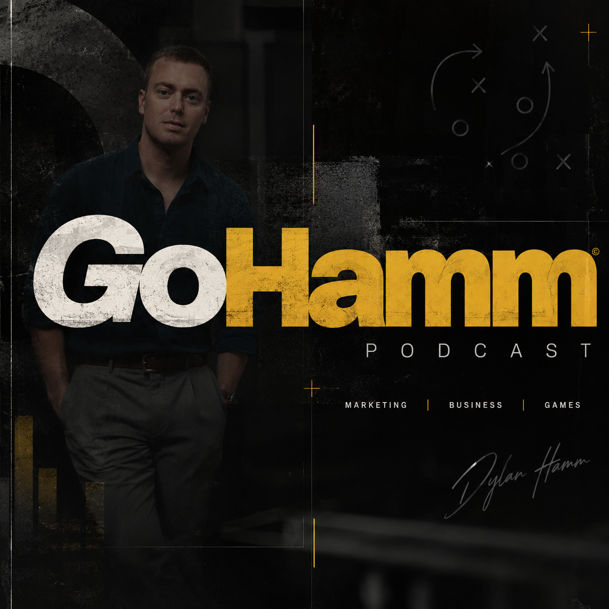 GoHamm Podcast cover art featuring host Dylan Hamm beside the gold GoHamm logo